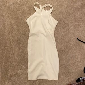 Cross neck rehearsal dinner dress